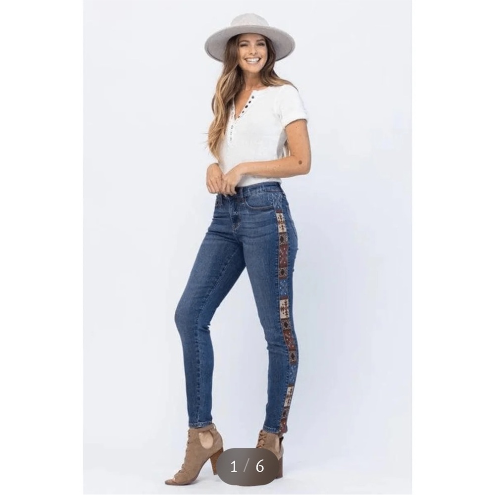 Judy Blue Western Relaxed Ankle Denim Jeans 16W